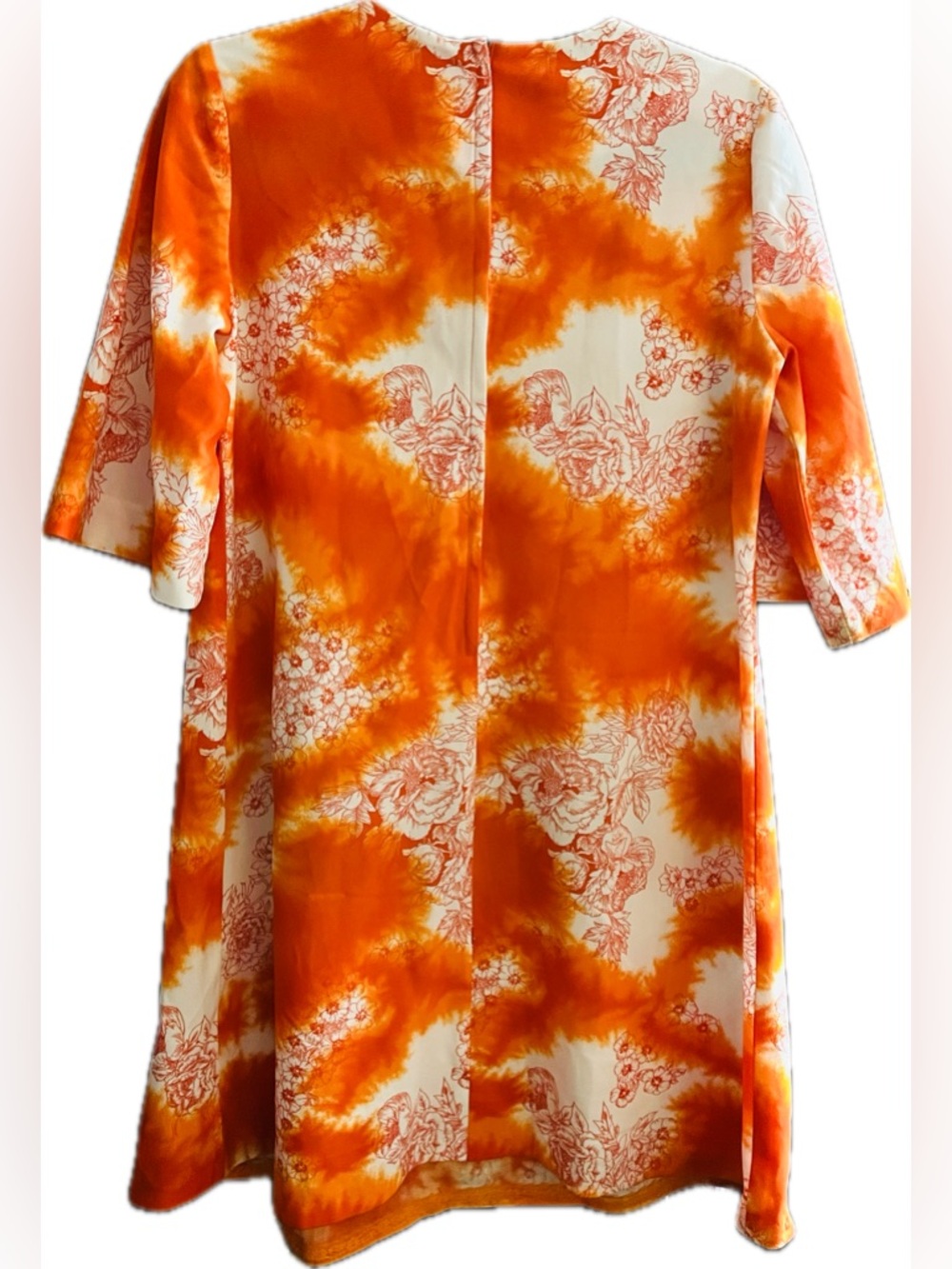 Vintage Liberty House of Hawaii Orange and White Floral Tie-Dye Muumuu Midi - Picture 2 of 3